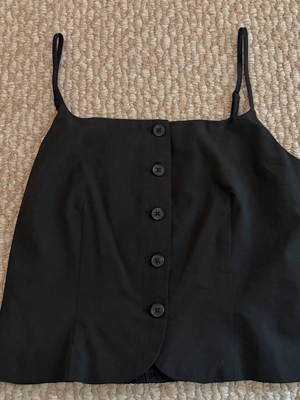 Black Button-Front Spaghetti Strap Women's Top
